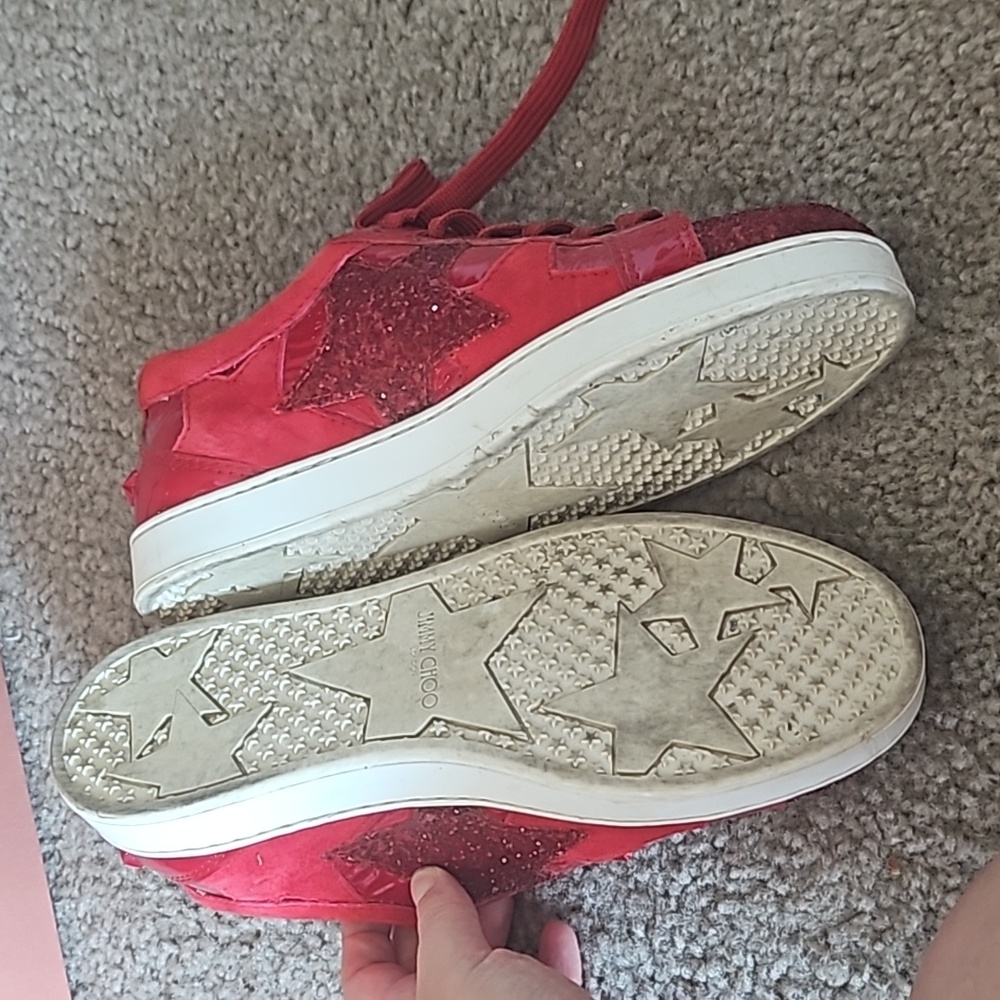 JIMMY CHOO Vintage Cash suede and glitter low-top Sneakers - Picture 7 of 7